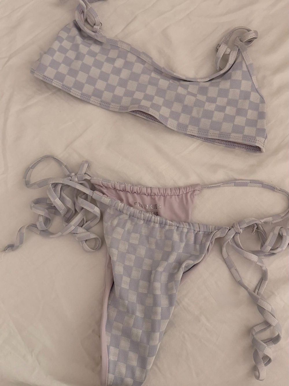 Frankie's Bikinis Lavender Check Tie-Side Bikini